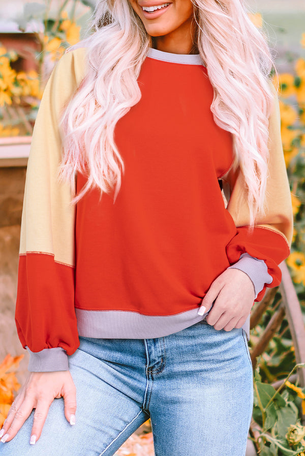 Haut femme ample, colorblock — orange-P1422