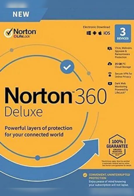Norton 360 Deluxe Non-Subscription (3 Devices, 1 Year) - NortonLifeLock Key - EUROPE