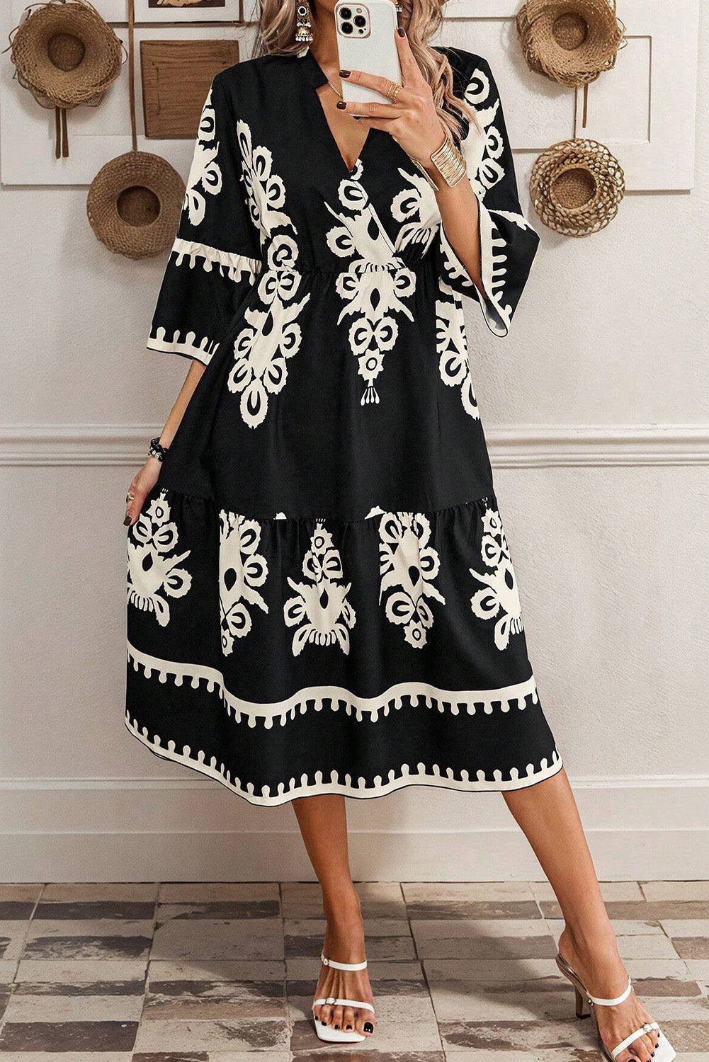 Robe midi femme ample, midi — noir