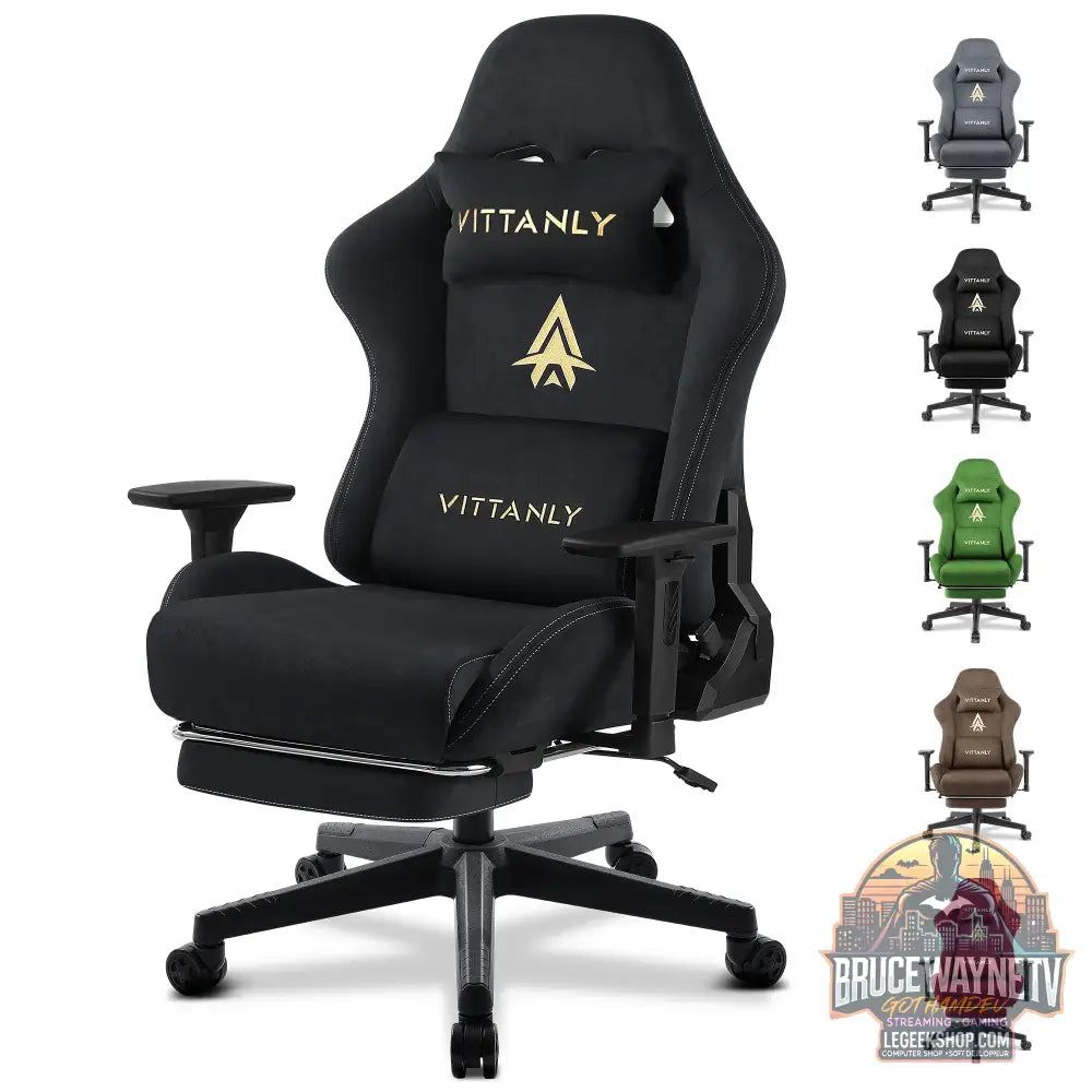 Chaise Gaming Ergonomique Faux Daim Repose-Pieds Inclinable - Black / Royaume-Uni - Chaise Gaming