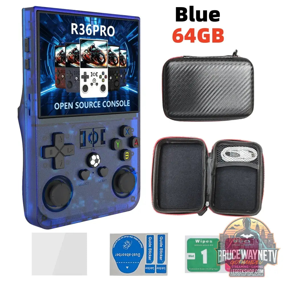 Console Portable R36 PRO - Retro Gaming 22000 Jeux - Écran 3.5’’ IPS - Blue 64GB - Console Portable - Retro Gaming