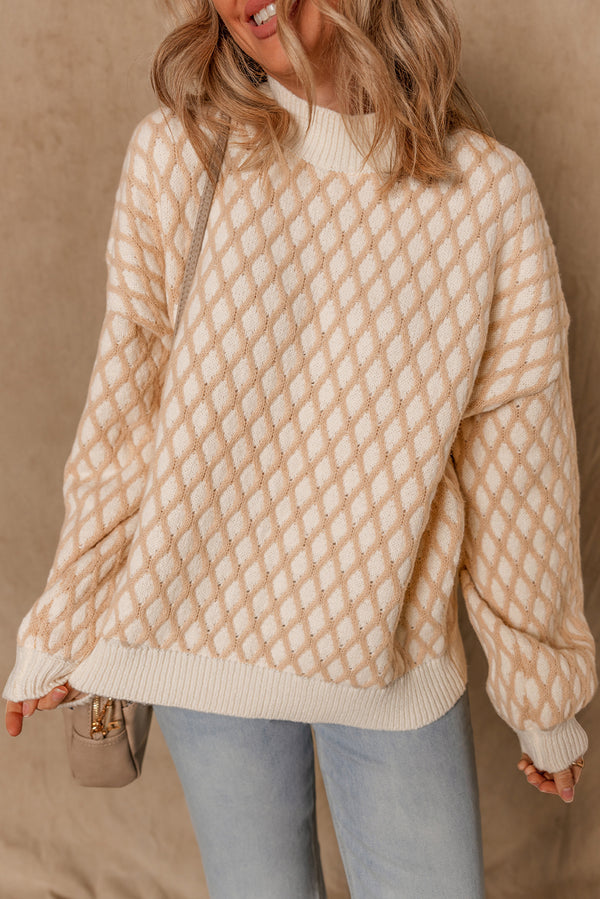 Pull femme en maille, col montant — gris