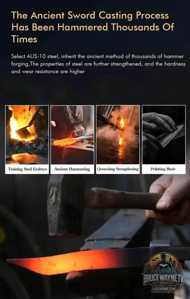 🗡️ TURWHO - Lame Japonaise Forgée Main en Acier Damascus 67 Couches (Sans Manche) - Legeekshop