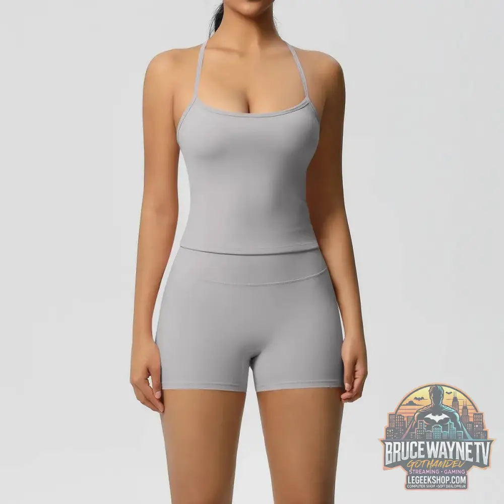 🧘‍♀️ Ensemble 2 pièces sport femme – brassière push-up & short taille haute - Legeekshop