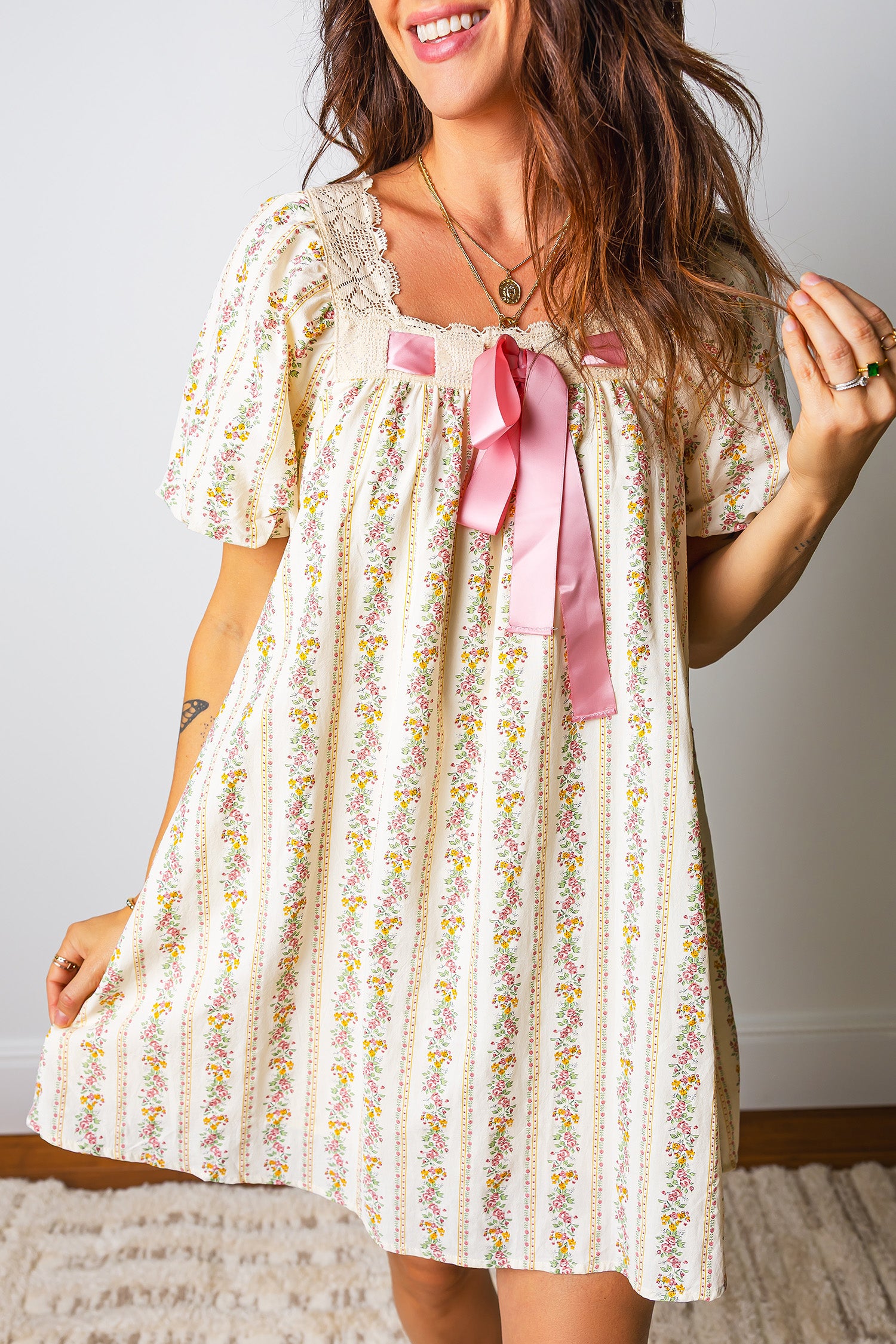 Robe courte femme floral — multicolore