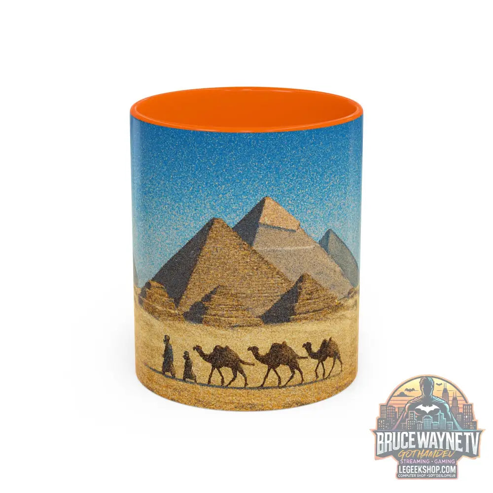 Egyptian Pyramids Camel Caravan Accent Coffee Mug - 11oz / Orange - Mug