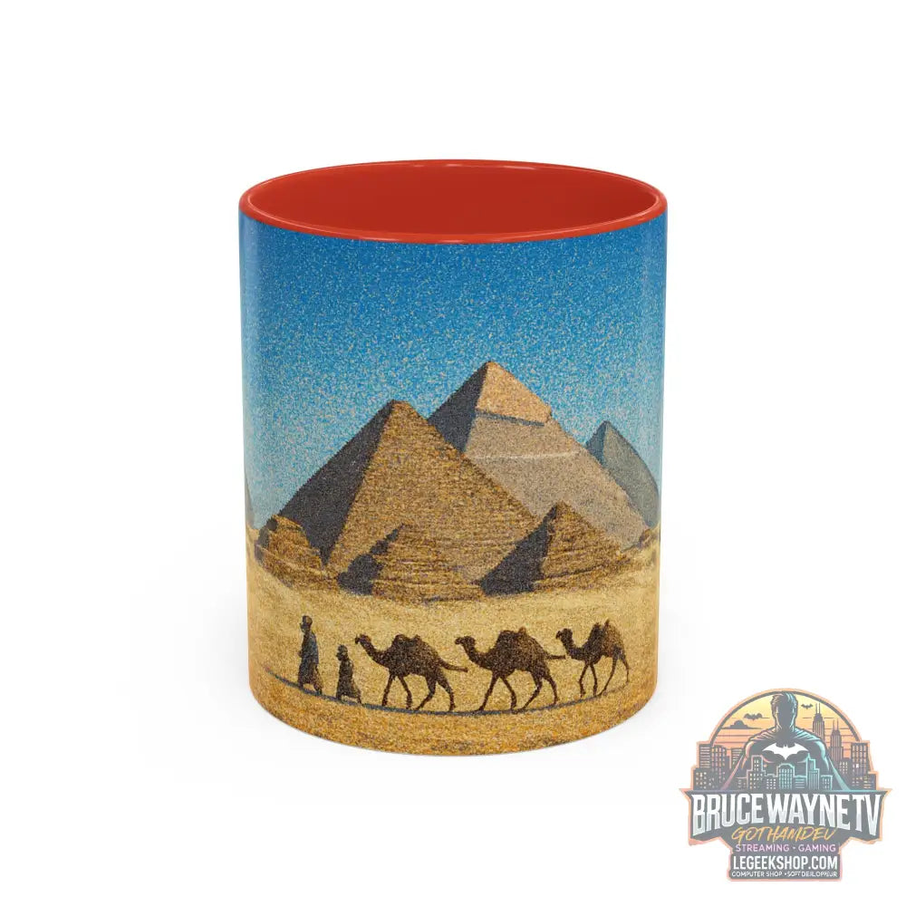 Egyptian Pyramids Camel Caravan Accent Coffee Mug - 11oz / Red - Mug