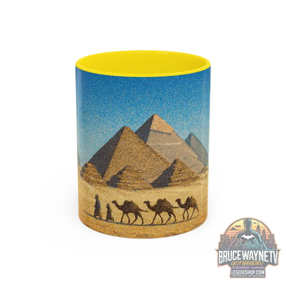 Egyptian Pyramids Camel Caravan Accent Coffee Mug - 11oz / Yellow - Mug