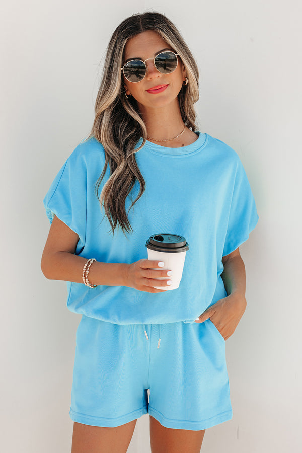 Ensemble femme à cordon, ample, uni — bleu clair
