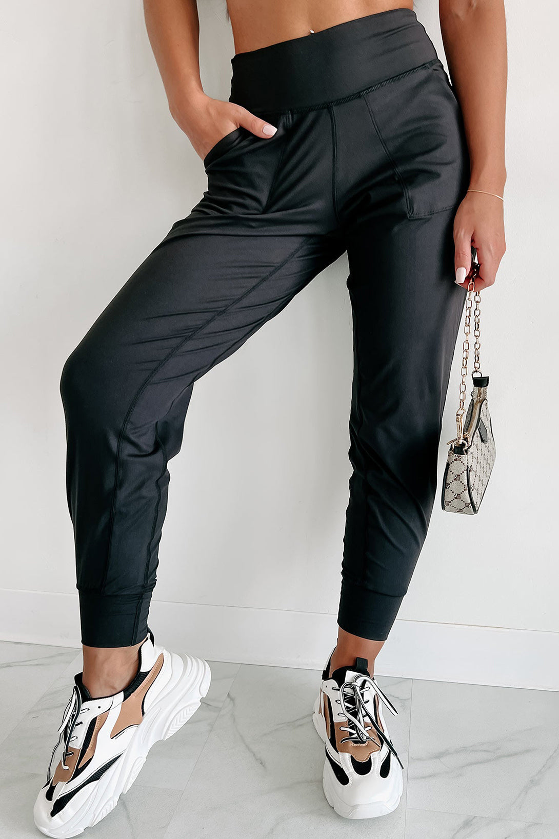 Pièce mode femme poches, taille haute — noir