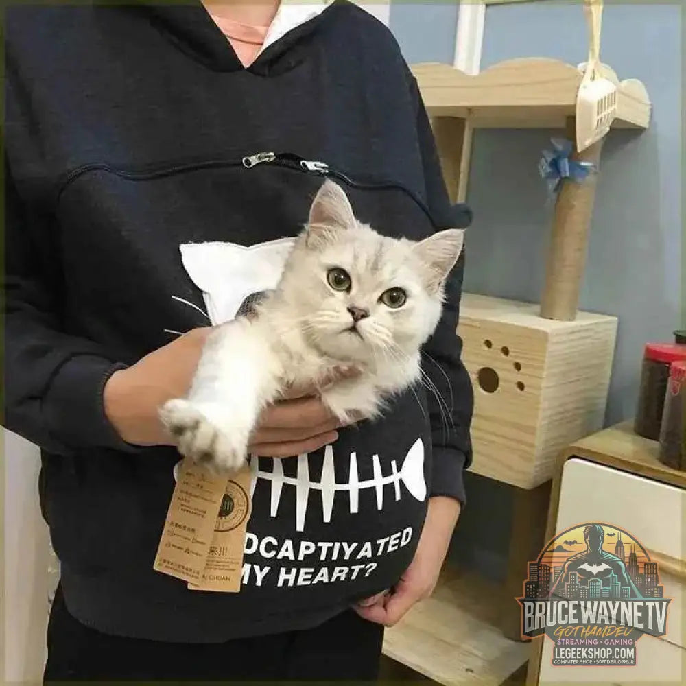 Sweat-shirt à Capuche pour Amoureux des Chats – Poche Câline et Oreilles d'Animal - Legeekshop