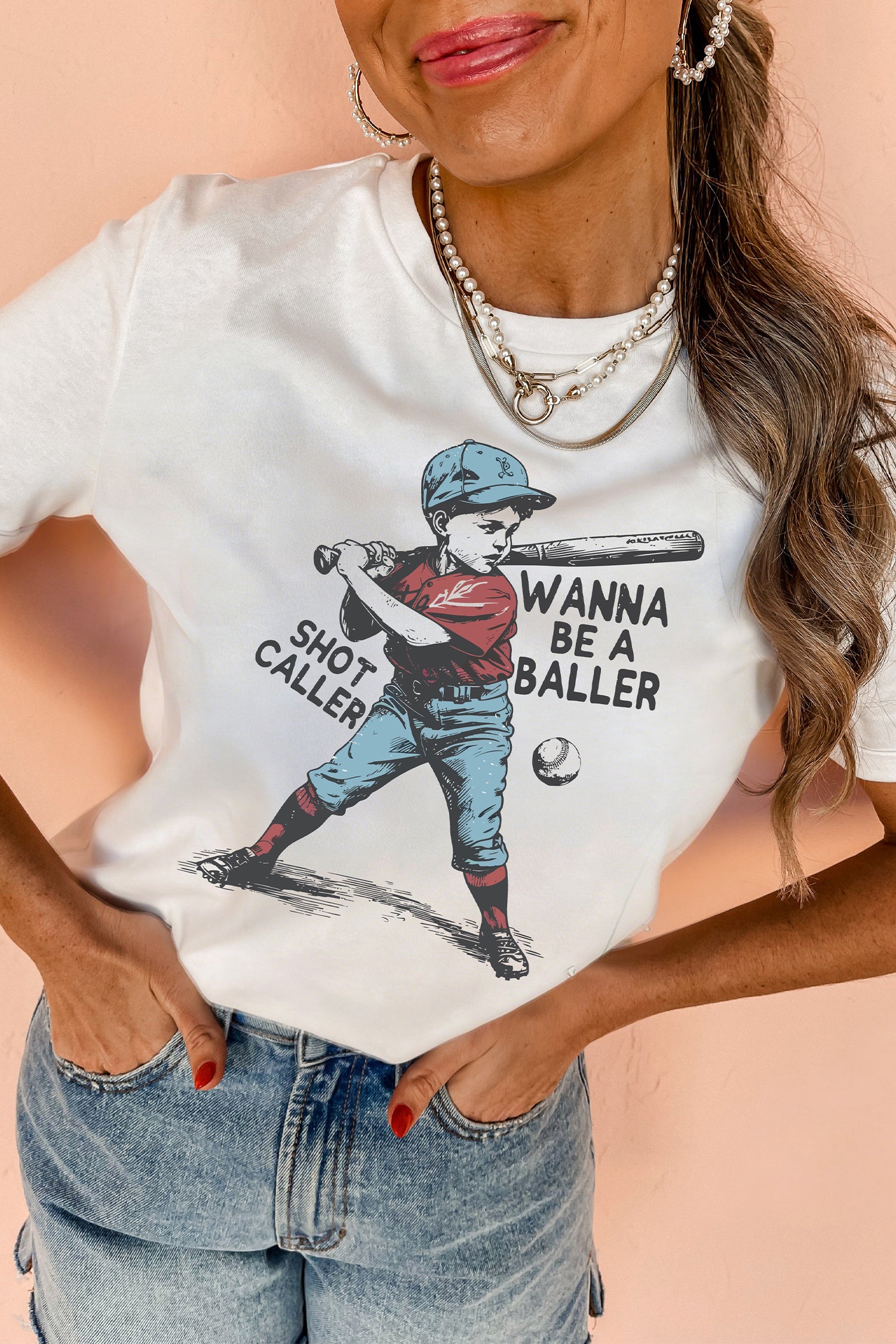 T-shirt graphique, casual — blanc