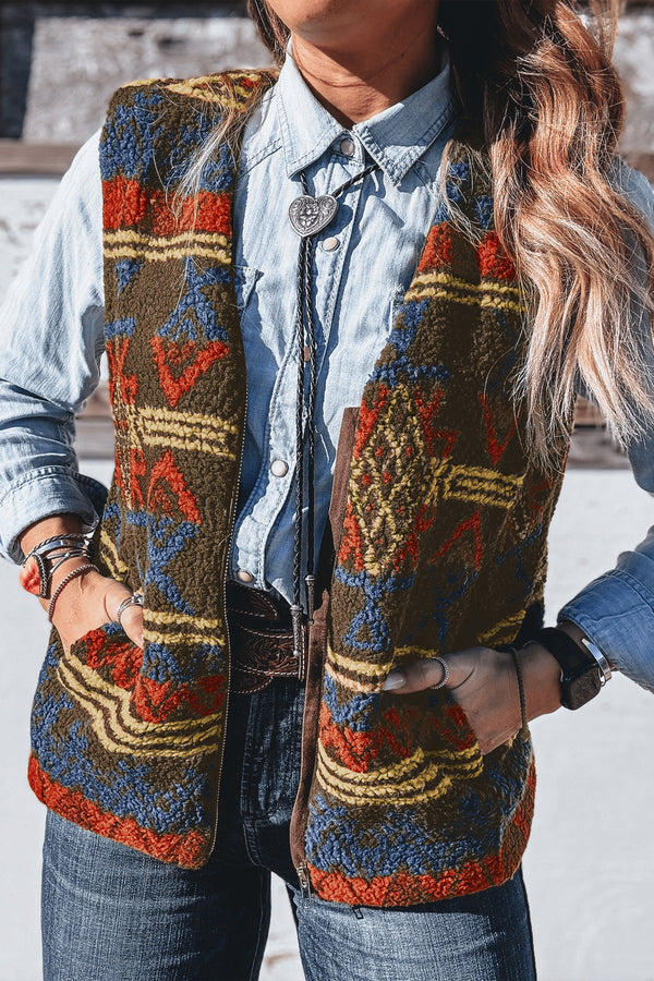 Pièce mode femme zip, poches, sans manches — multicolore
