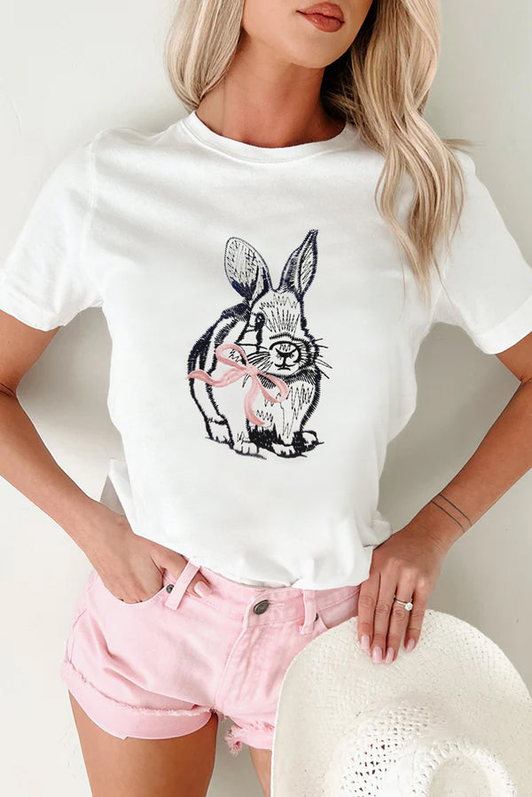 T-shirt femme brodé, graphique — blanc
