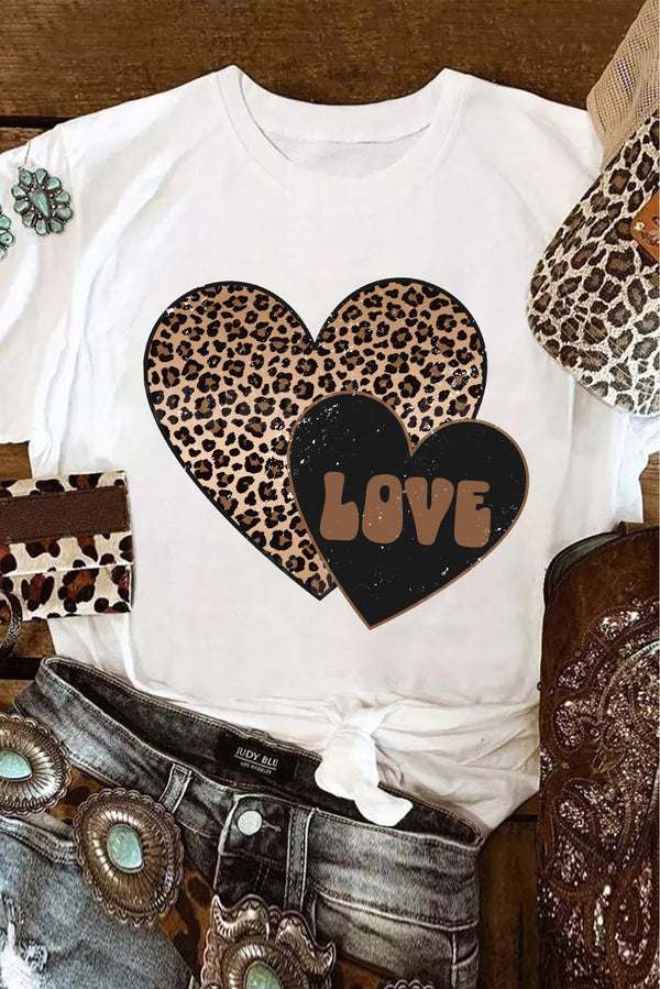 T-shirt femme léopard, graphique — blanc