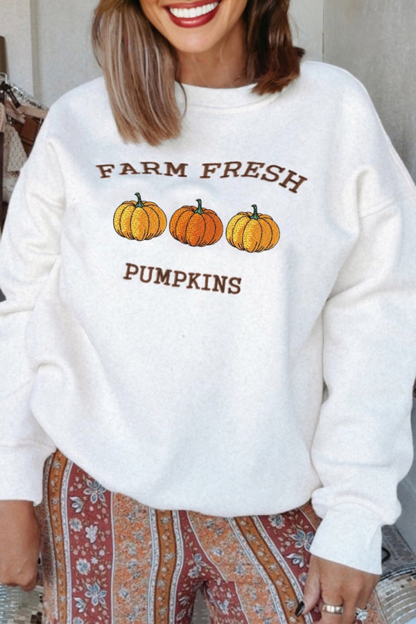 Sweat femme brodé, graphique — blanc