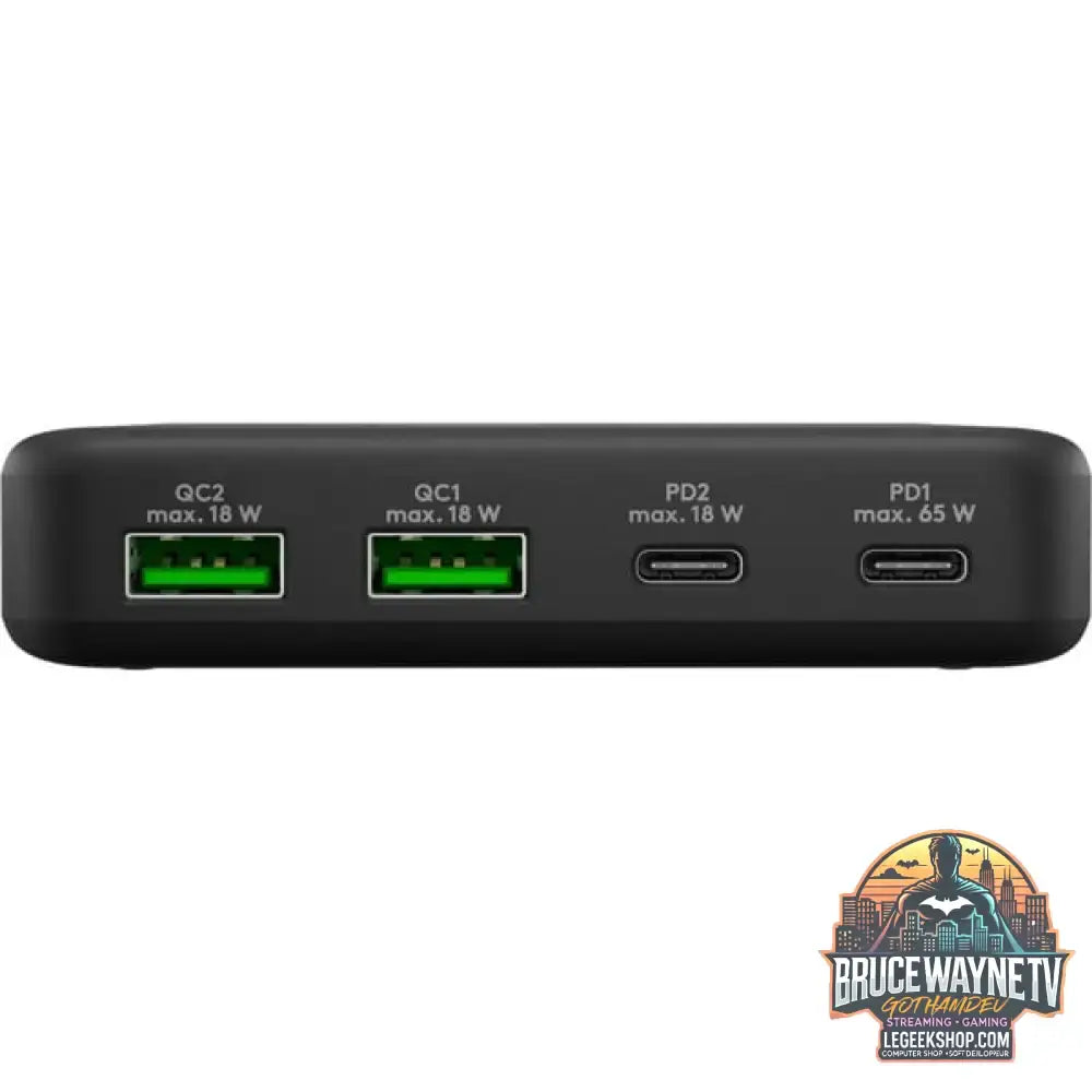 goobay USB-C Multiport-Tischladegerät, PD, GaN, 65 Watt schwarz, 2x USB-C, 2x USB-A, Power Delivery, QuickCharge 3.0 - goobay - vue 3