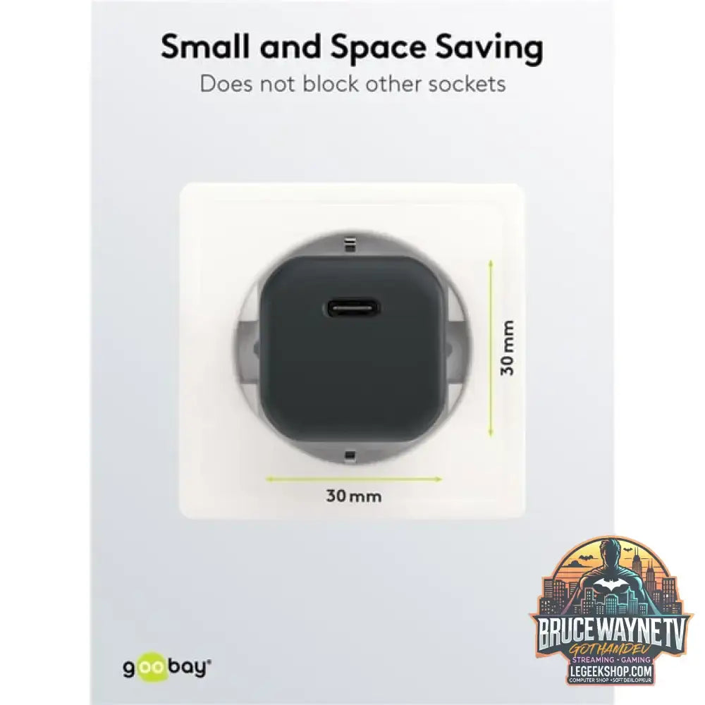 goobay USB-C Schnellladegerät Nano, PD, GaN, 20 Watt schwarz, 1x USB-C, Power Delivery 3.0 - goobay - vue 5
