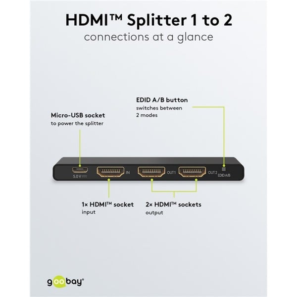 goobay HDMI Splitter 1 auf 2 (4K @ 60Hz) - goobay - vue 8