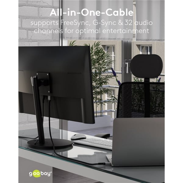 goobay Plus DisplayPort 2.0/2.1 câble, 8K @ 144Hz, 54 Gbit/s - goobay - vue 13