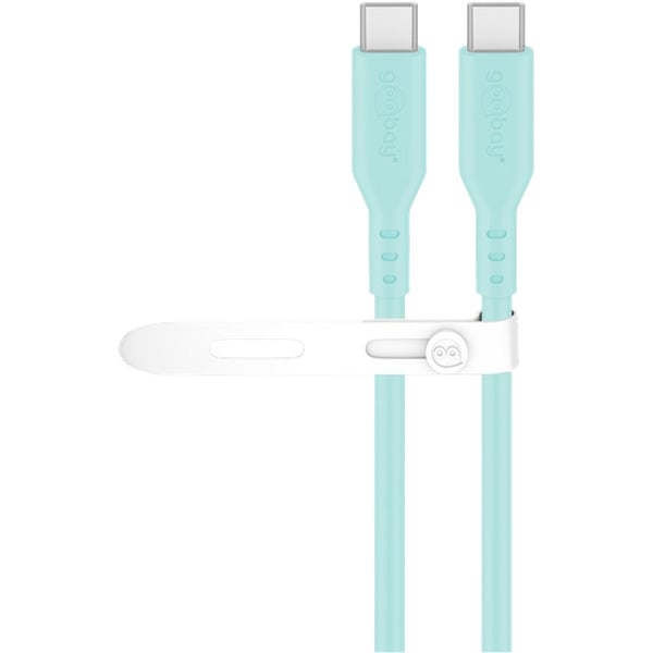 goobay USB 2.0 Silikonkabel türkis, USB-C Stecker > USB-C Stecker - goobay