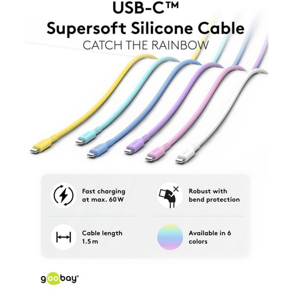 goobay USB 2.0 Silikonkabel blanc, USB-C Stecker > USB-C Stecker - goobay - vue 13