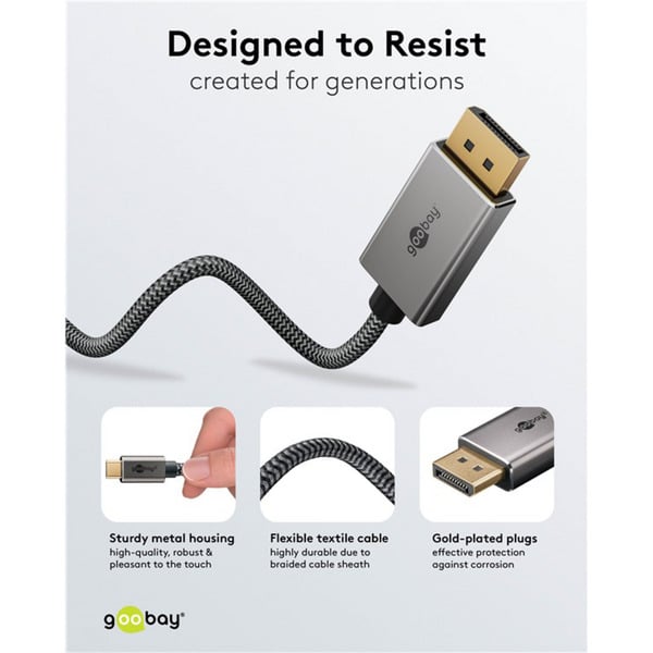 goobay USB Adapterkabel, USB-C Stecker > DisplayPort Stecker, 4K 60Hz - goobay - vue 3