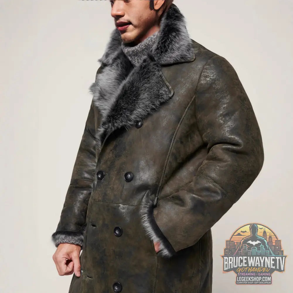 Manteau Long Fausse Fourrure Homme Double Boutonnage - Manteau Long Homme
