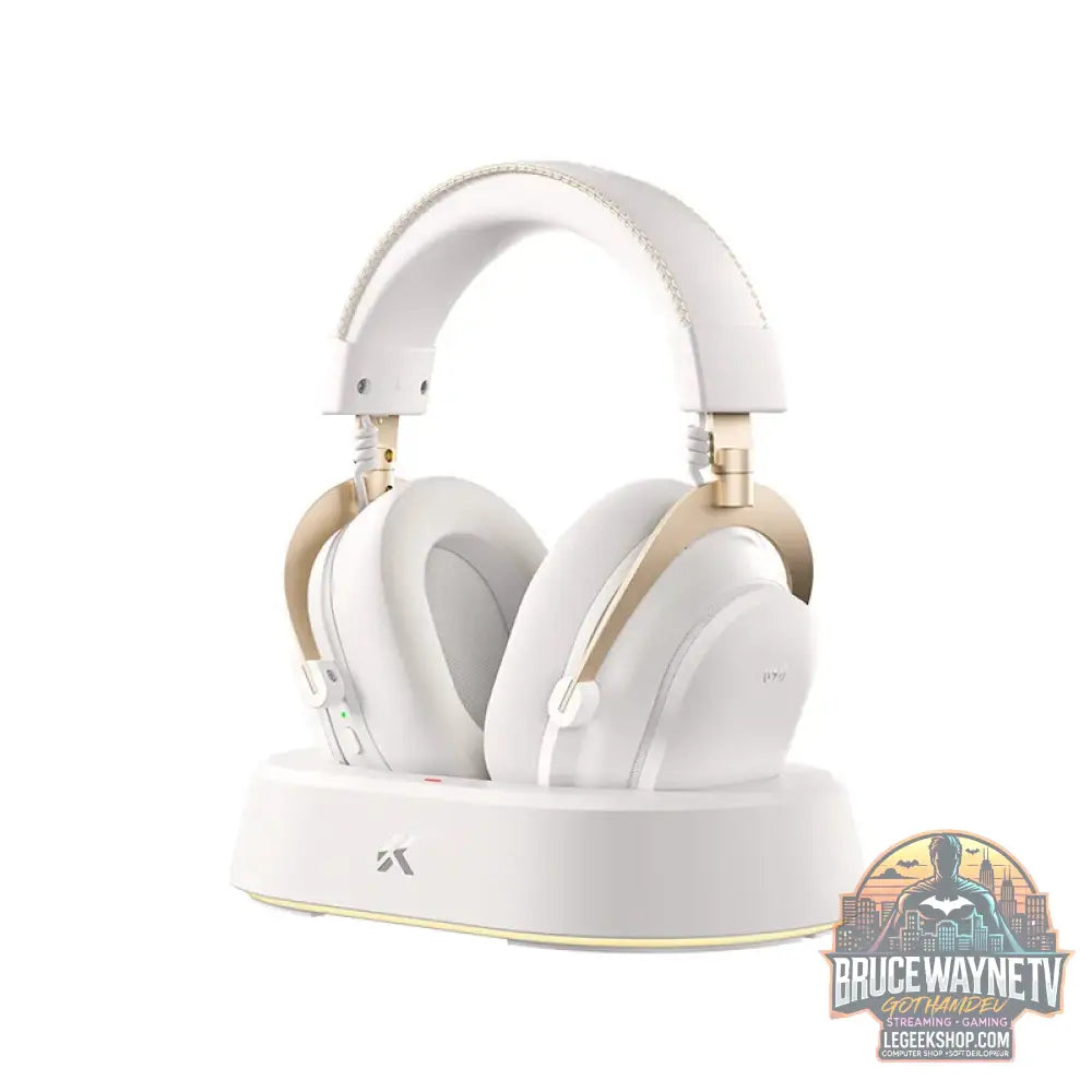 MCHOSE V9 Turbo - Casque Gaming Sans Fil 2.4G BT - Plus-White Gold - Casque Gaming