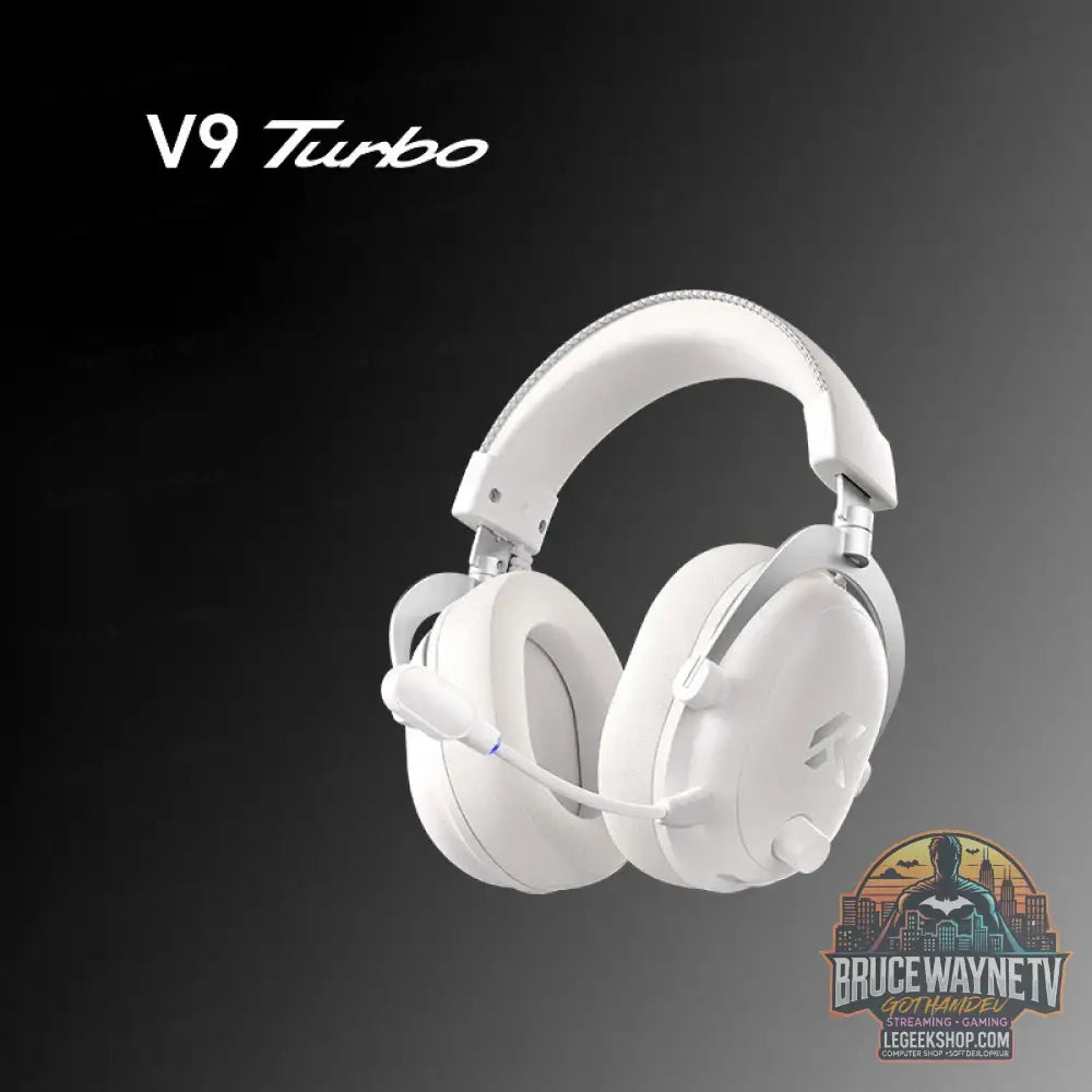 MCHOSE V9 Turbo - Casque Gaming Sans Fil 2.4G BT - Silver White - Casque Gaming