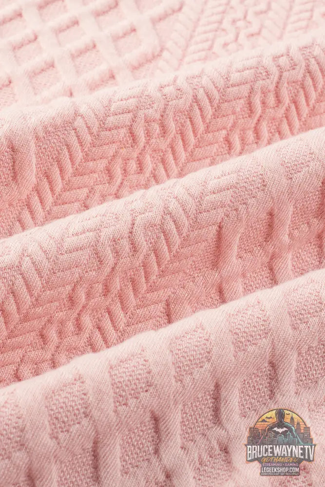 Mini-robe droite texturée à manches bouffantes et à volants et col en V rose clair - Dresses/Mini Dresses