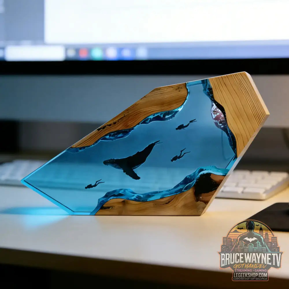Pièce décorative de table micro-scène marine - Baleine en résine lumineuse décoration personnalisée pour la maison