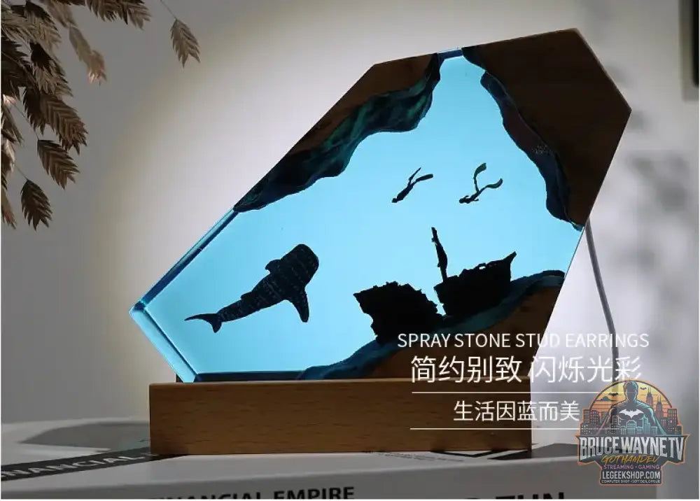 Pièce décorative de table micro-scène marine - Baleine en résine lumineuse décoration personnalisée pour la maison