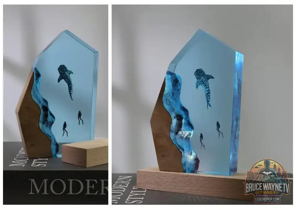 Pièce décorative de table micro-scène marine - Baleine en résine lumineuse décoration personnalisée pour la maison