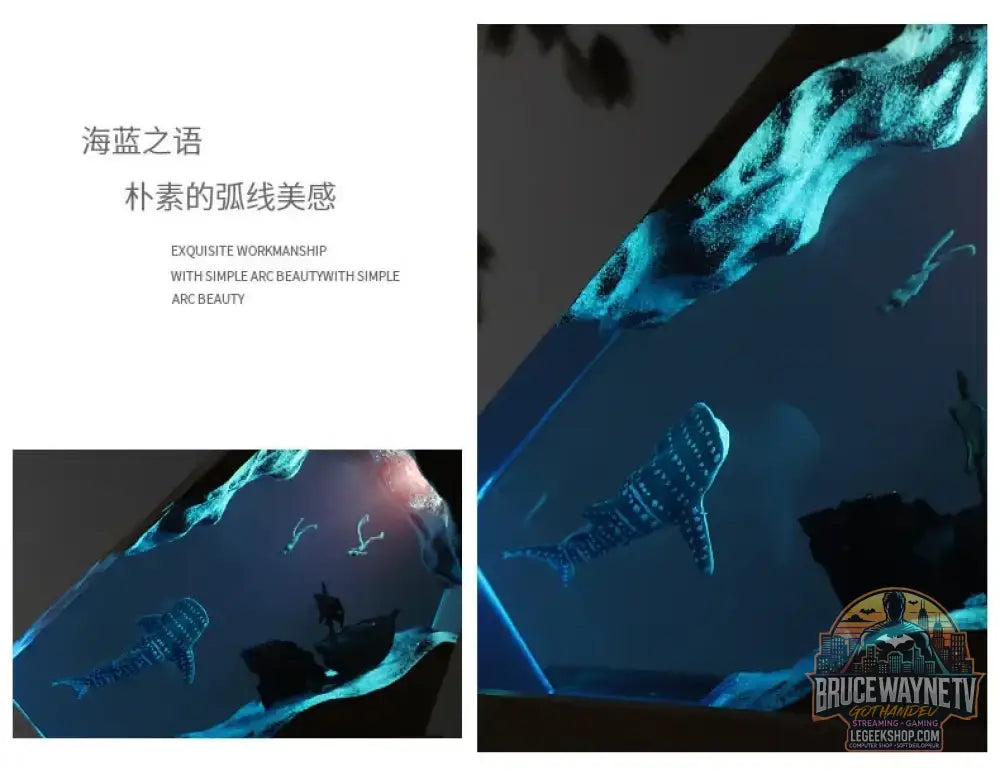 Pièce décorative de table micro-scène marine - Baleine en résine lumineuse décoration personnalisée pour la maison