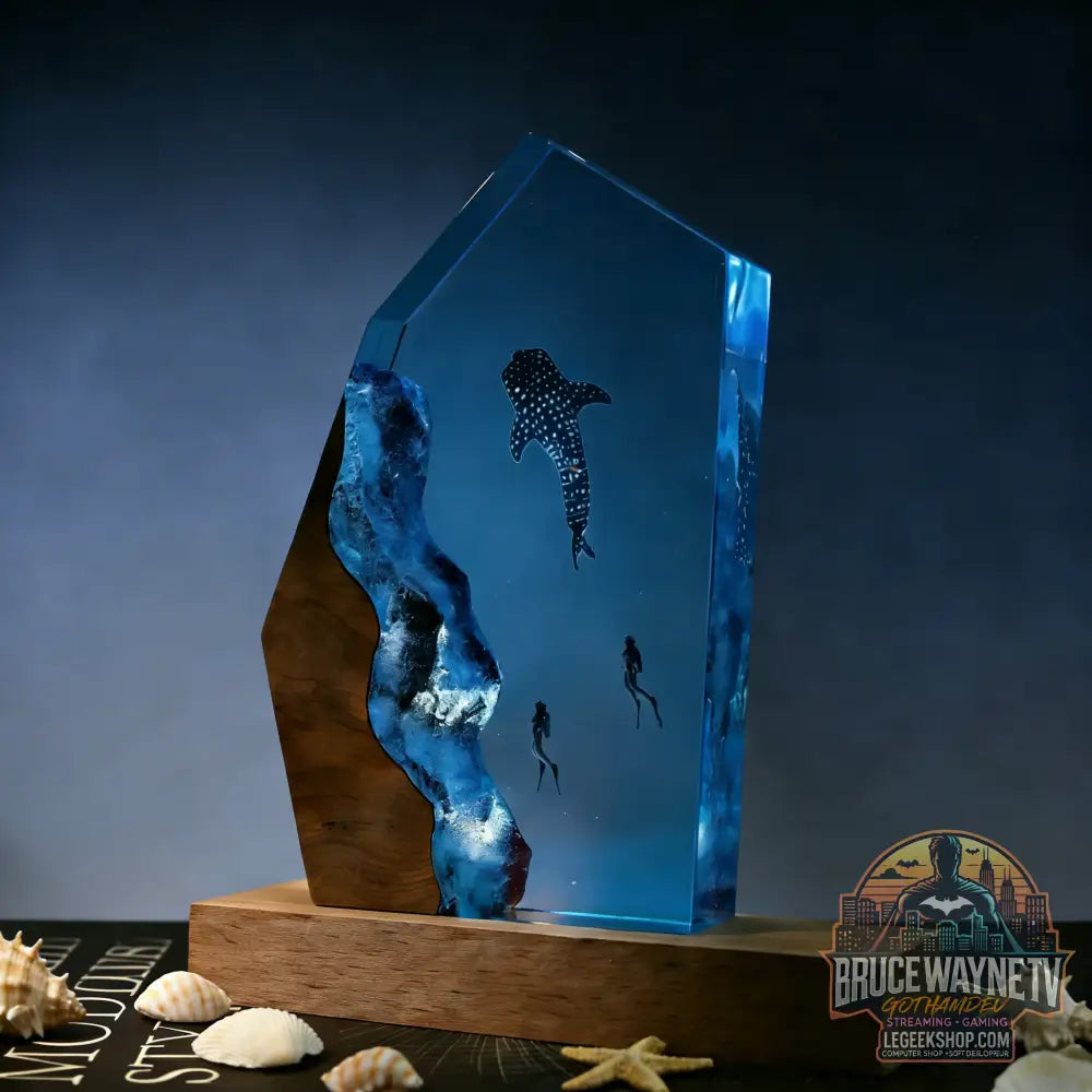 Pièce décorative de table micro-scène marine - Baleine en résine lumineuse décoration personnalisée pour la maison
