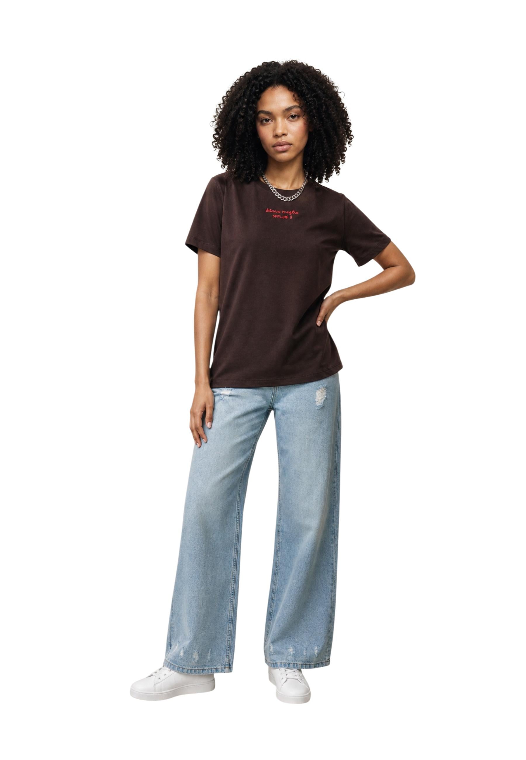 Only T-shirt femme — brown