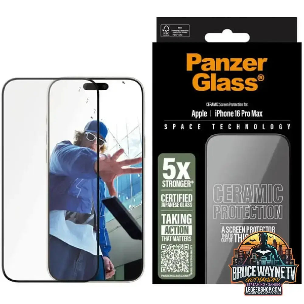 PanzerGlass Ceramic Displayschutz Ultra-Wide Fit, Schutzfolie transparent, iPhone 16 Pro Max, EasyAligner - Beschaffenheit: Glänzend - vue 4