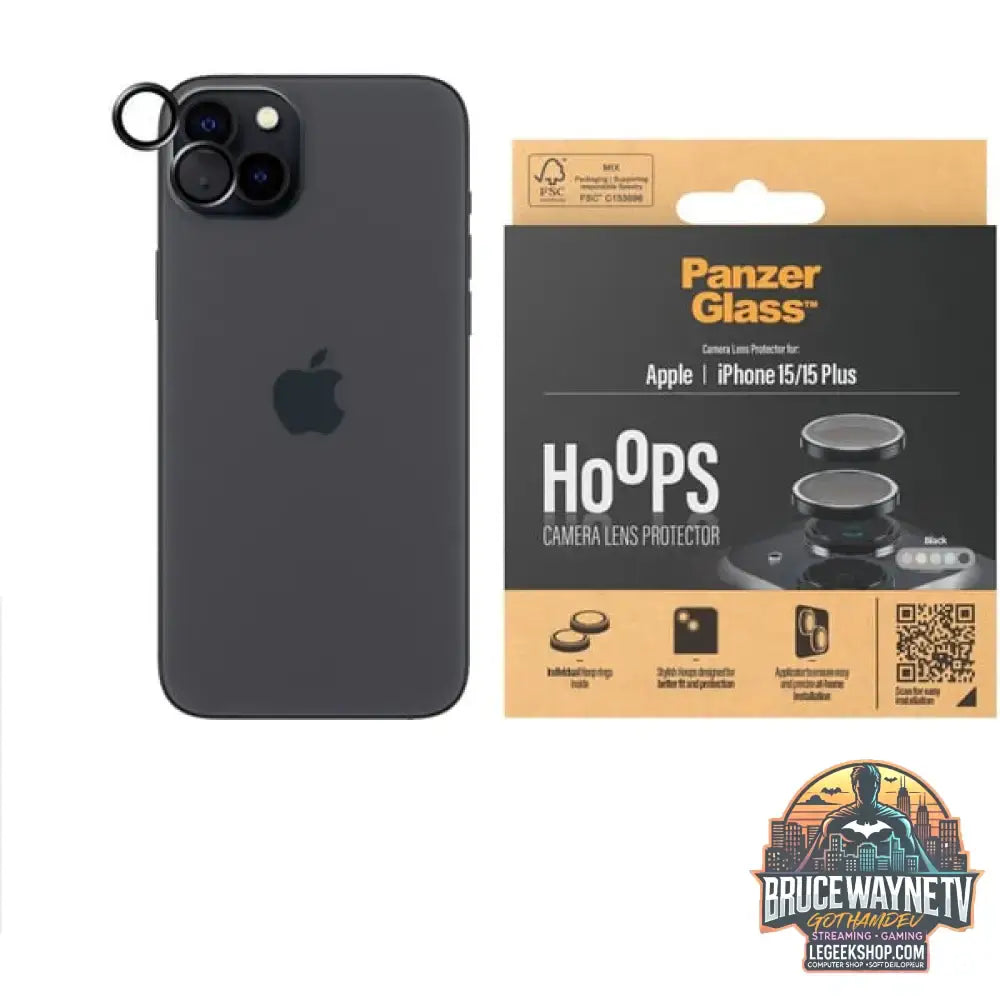 PanzerGlass Hoops Kameraschutz, Schutzfolie schwarz, iPhone 15 Plus / 15 - PanzerGlass - vue 4