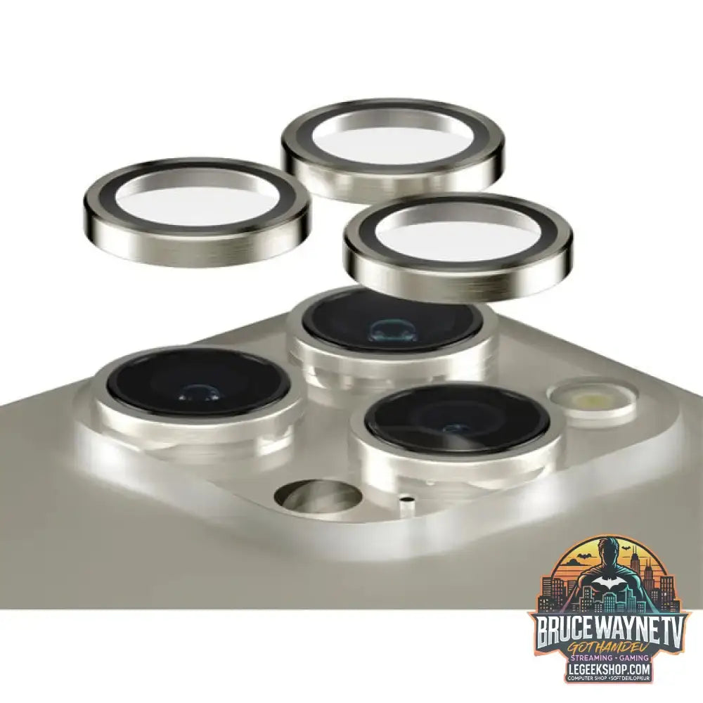 PanzerGlass Hoops Metall Kameraschutz, Schutzfolie silber, iPhone 15 Pro / 15 Max - PanzerGlass - vue 3
