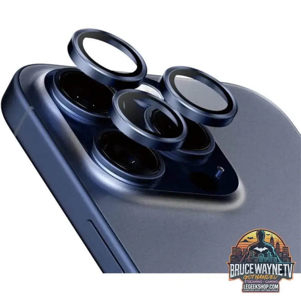 PanzerGlass Hoops Titanium Kameraschutz, Schutzfolie blau, iPhone 15 Pro / 15 Max - PanzerGlass - vue 3