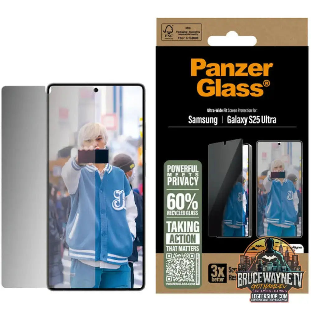 PanzerGlass Privacy Displayschutz Ultra-Wide Fit, Schutzfolie transparent, Samsung Galaxy S25 Ultra - PanzerGlass - vue 4