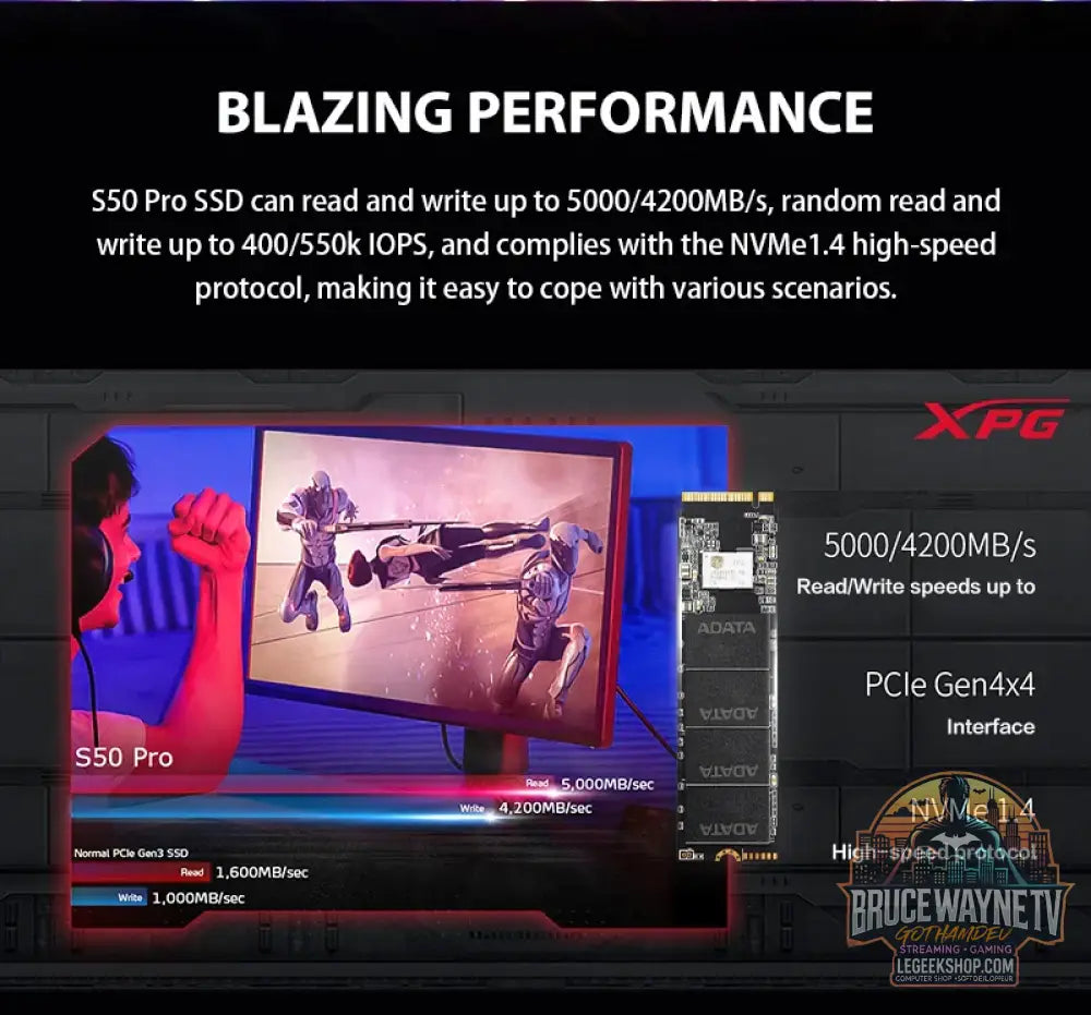 SSD NVMe ADATA XPG GAMMIX S50 PRO M.2 2280 PCIe Gen4x4 500GB 1TB 3D NAND TLC - SSD NVMe