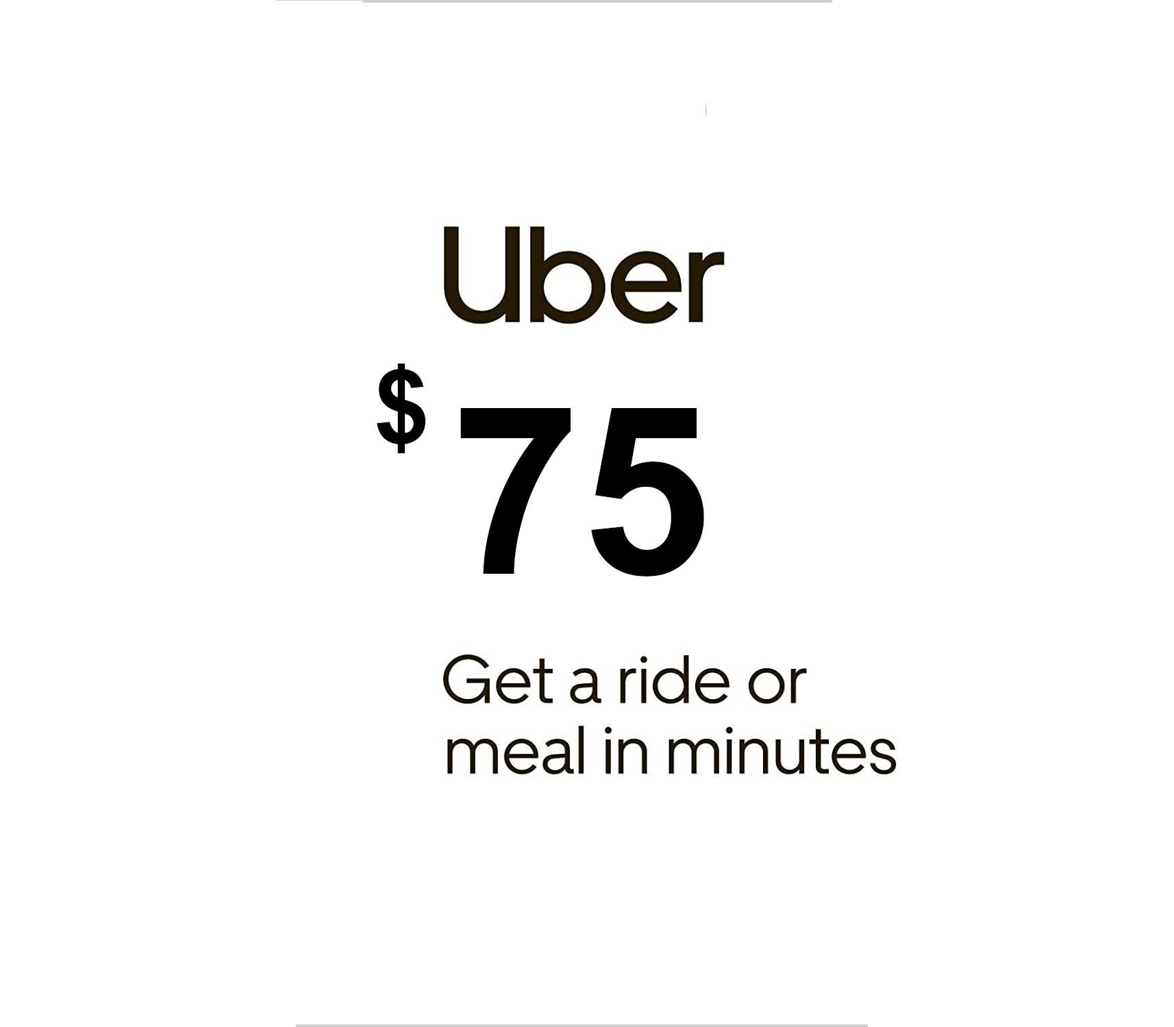 Uber $75 US Gift Card