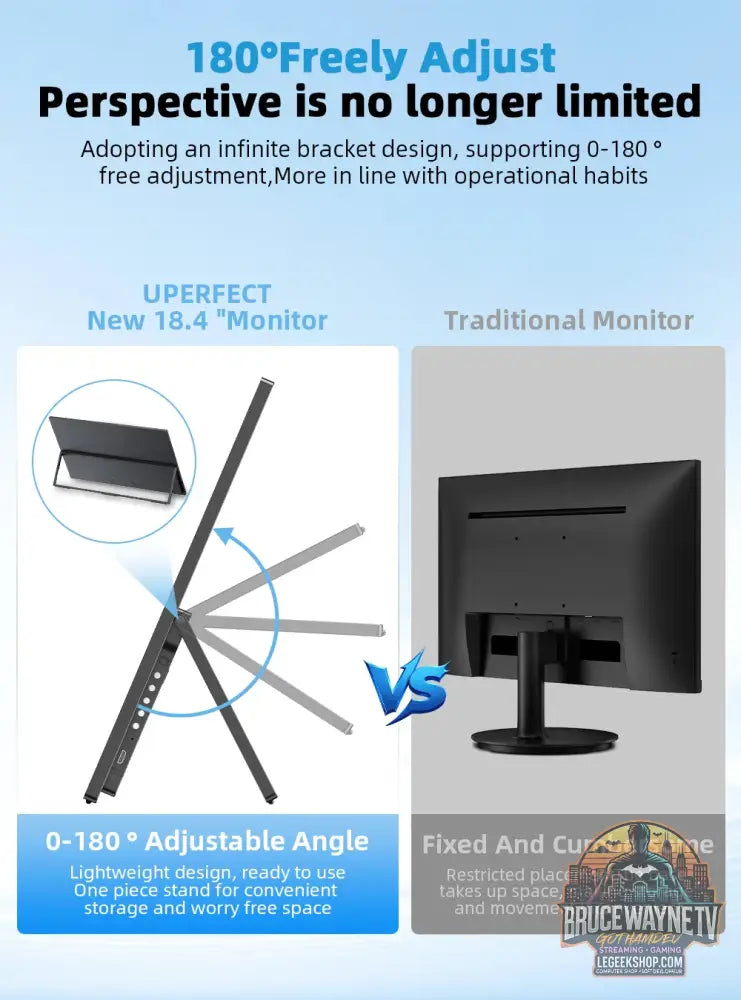 UPERFECT 18,4 pouces 4K QLED moniteur portable jeux 3840 * 2160 écran d’ordinateur FreeSync HDR ultra-mince prolonger