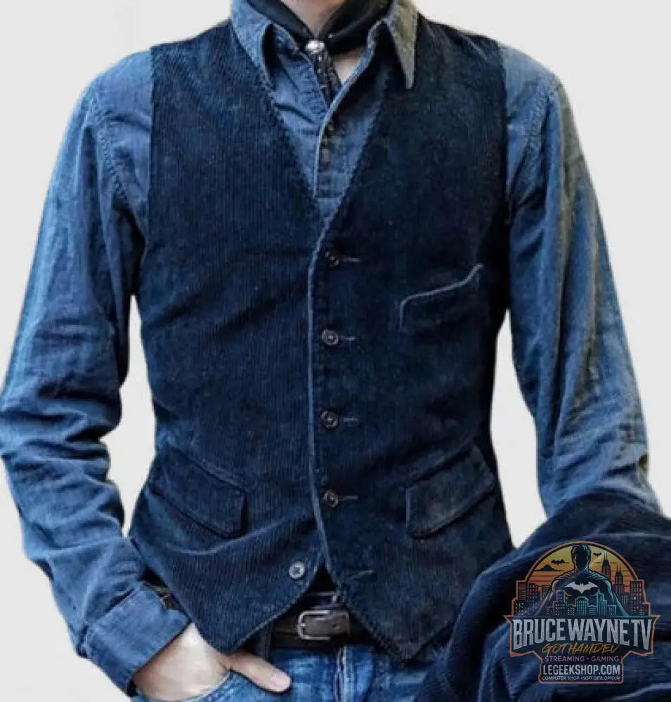 Veste Blazer Homme Velours Côtelé Hiver Casual Chaud Noir Marron Vert Bleu - Dark blue waistcoat / L - Veste Homme