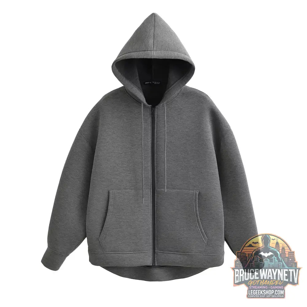 Veste Capuche Femme Bureau Automne Hiver Grandes Poches - Dark Grey / L’ - Veste Femme