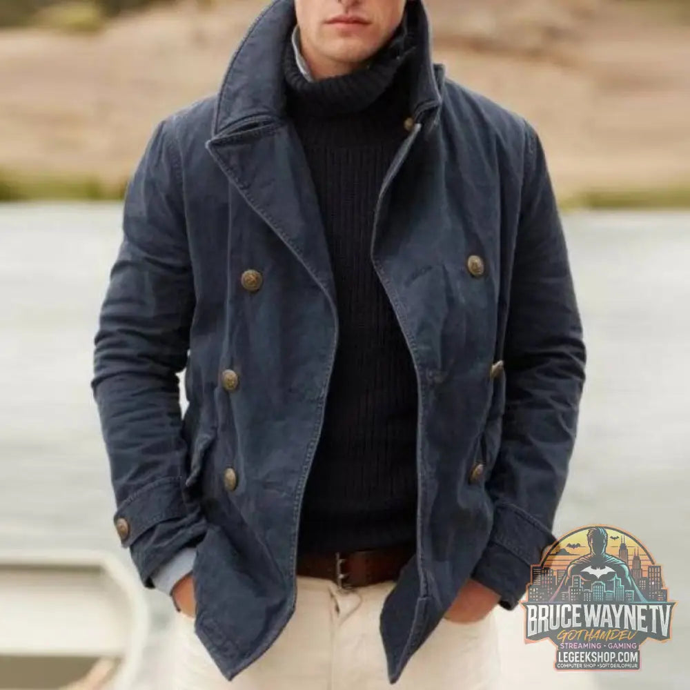 Veste Homme Casual Fashion Doublée Couleur Unie Revers Coupe Loose - Veste Homme