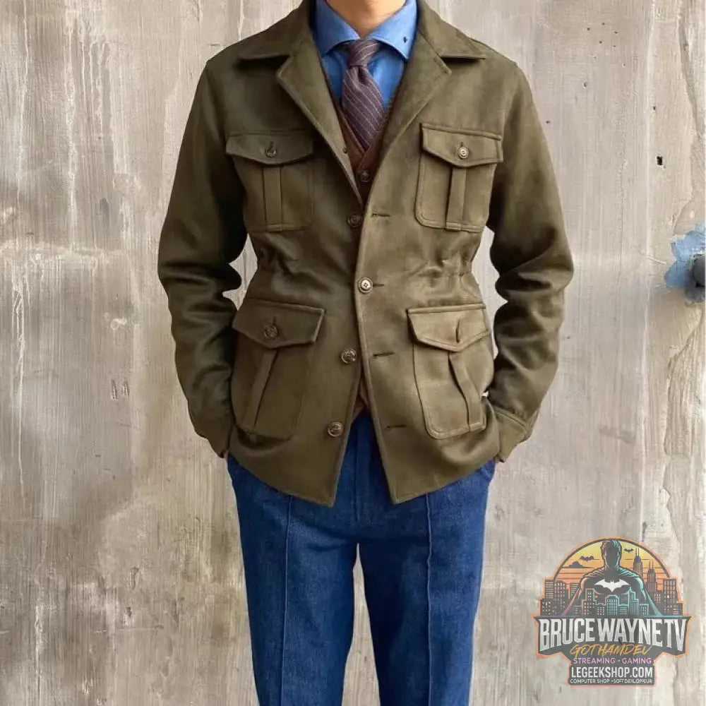 Veste Homme Style Japonais Rétro Slim Fit Laine Capuche Manches Longues - Green / M - Veste Homme